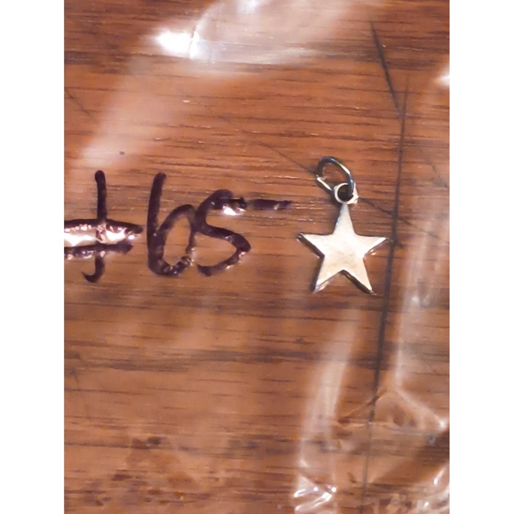Vintage Silver Tone Five Point Star Charm Pendant Dainty Celestial Jump Ring